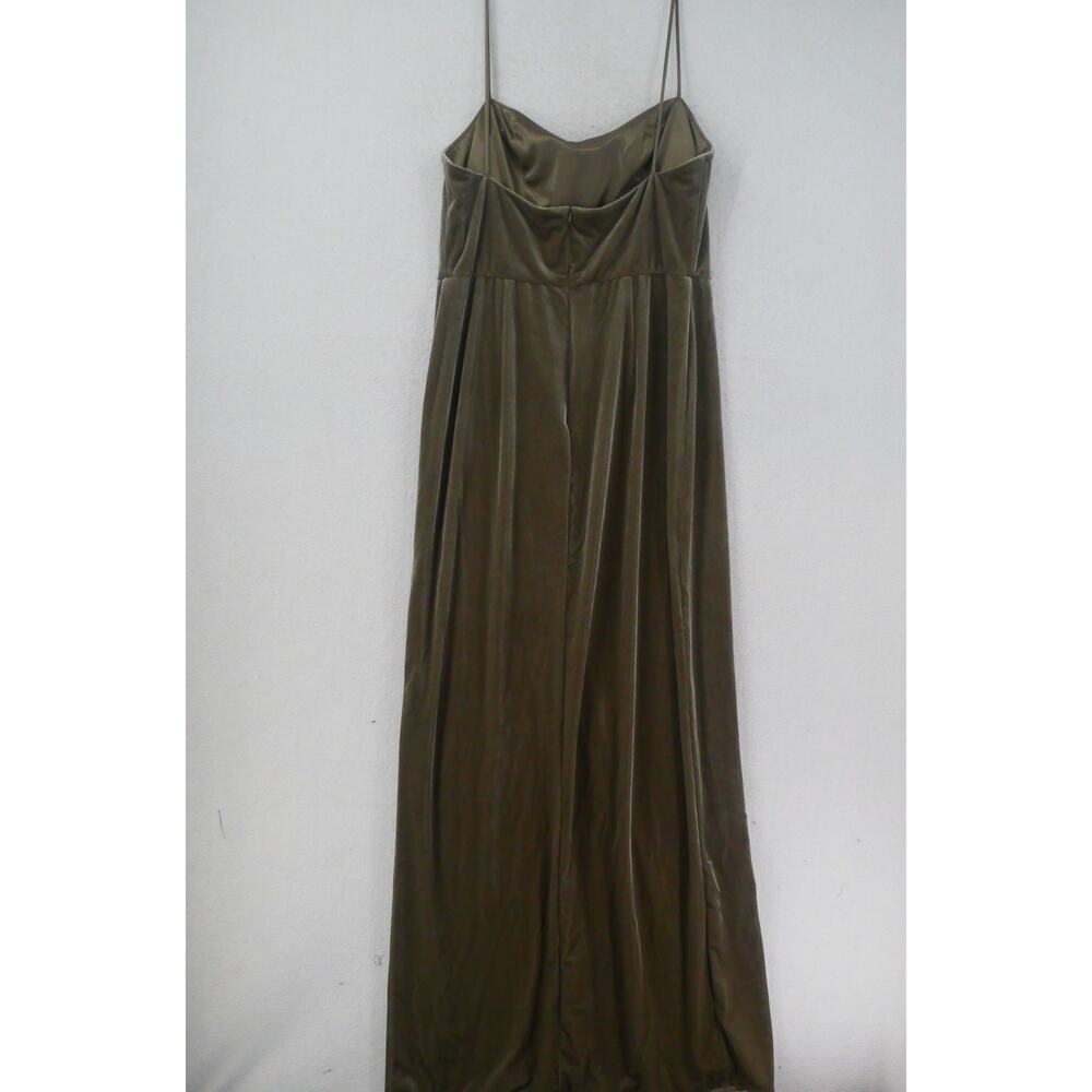 NEW Jenny Yoo women's 10 Quinn Velvet Velour Long Maxi Dress Slit Sage Green - Picture 9 of 11